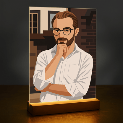 Mężczyzna w nowoczesnym stylu graficznym - portret na szkle akrylowym dla niego - stworzprezent.pl