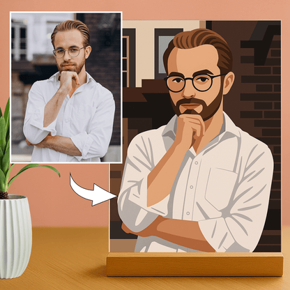 Mężczyzna w nowoczesnym stylu graficznym - portret na szkle akrylowym dla niego - stworzprezent.pl