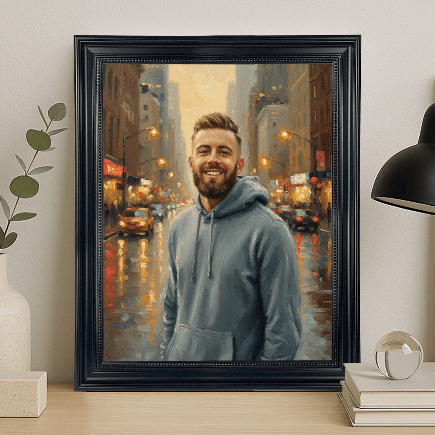 Mężczyzna w środku miasta - portret na płótnie dla niego - StwórzPrezent.pl