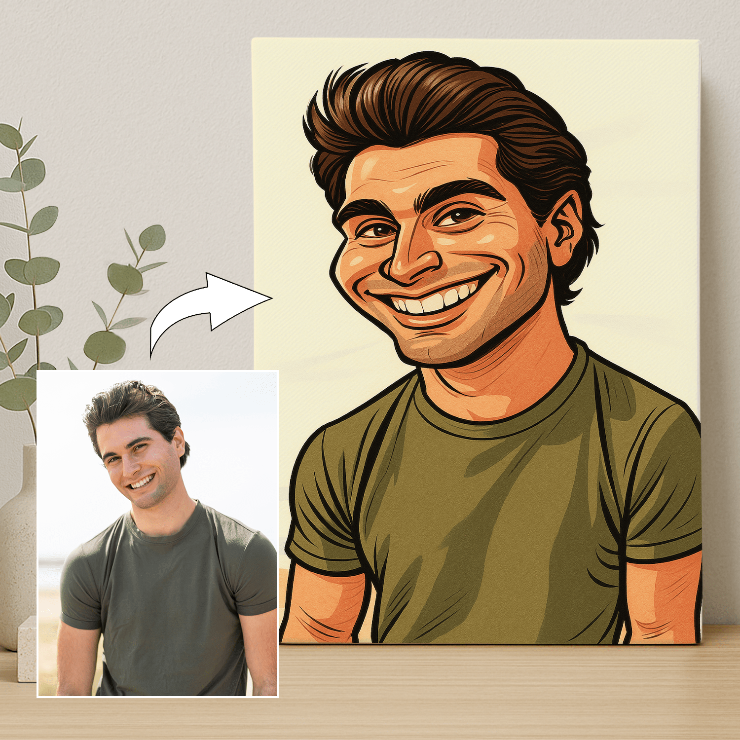 Mężczyzna w stylu kreskówkowego realizmu - portret na płótnie dla niego - stworzprezent.pl