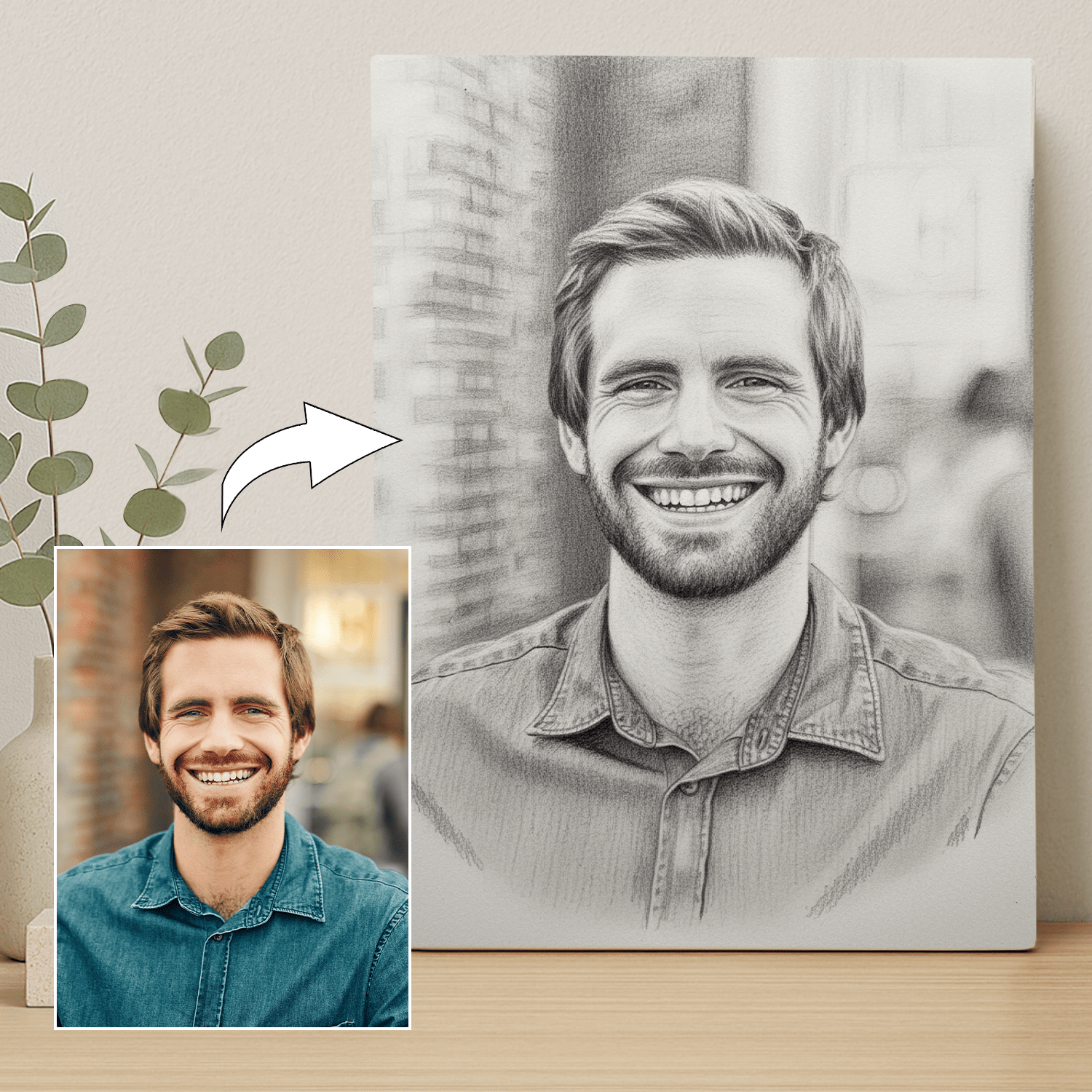 Mężczyzna w stylu ołówkowym - portret na płótnie dla mężczyzny - StwórzPrezent.pl