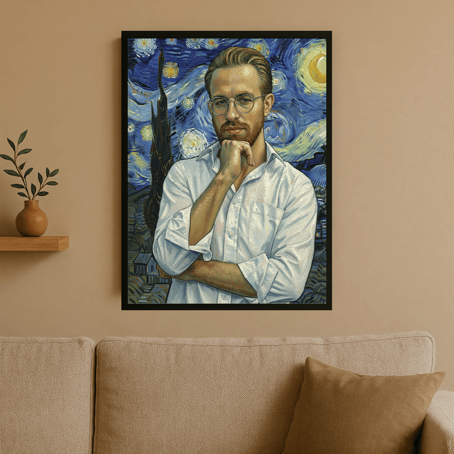 Mężczyzna z gwieździstym niebem w tle - portret na plakacie dla niego - StwórzPrezent.pl