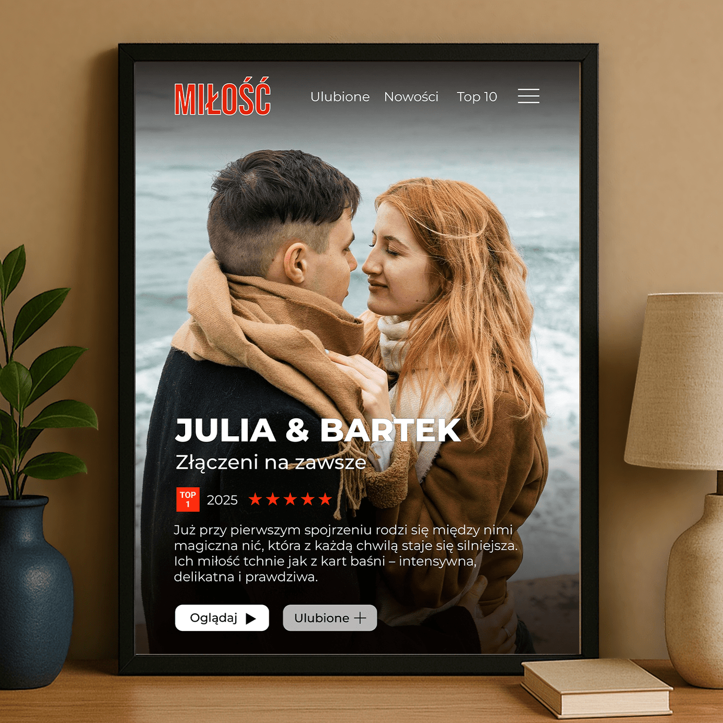 Miłość jak z filmu - plakat personalizowany dla pary - StwórzPrezent.pl