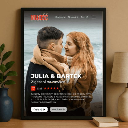 Miłość jak z filmu - plakat personalizowany dla pary - StwórzPrezent.pl