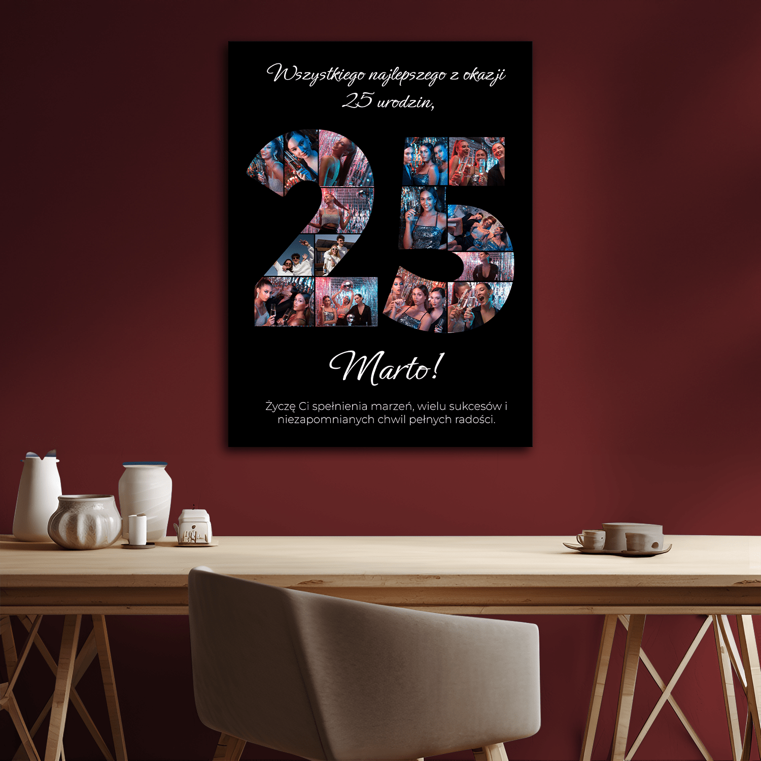 Na 25 urodziny – kolaż na płótnie dla przyjaciółki - StwórzPrezent.pl