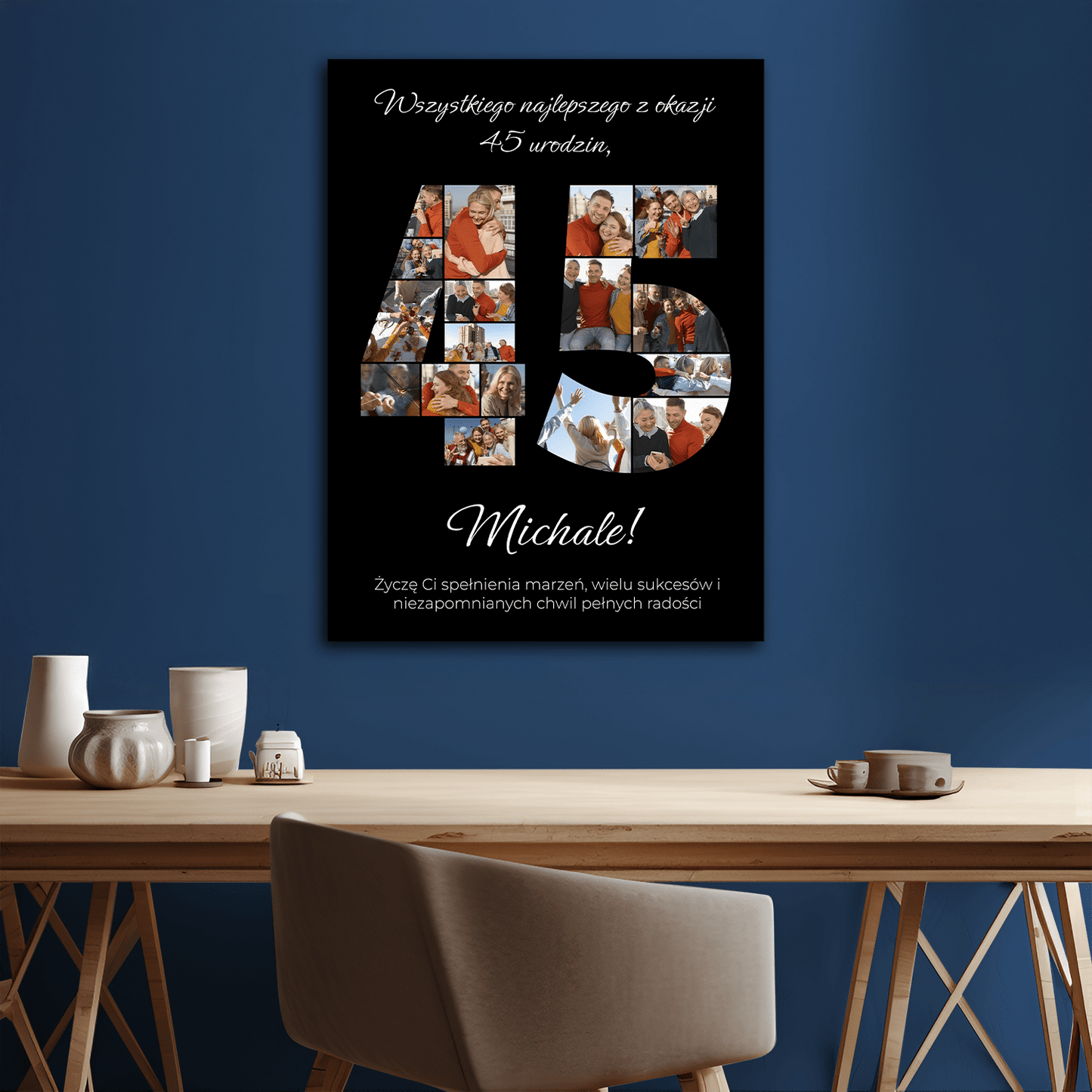 Na 45. urodziny – kolaż na płótnie dla niego - StwórzPrezent.pl