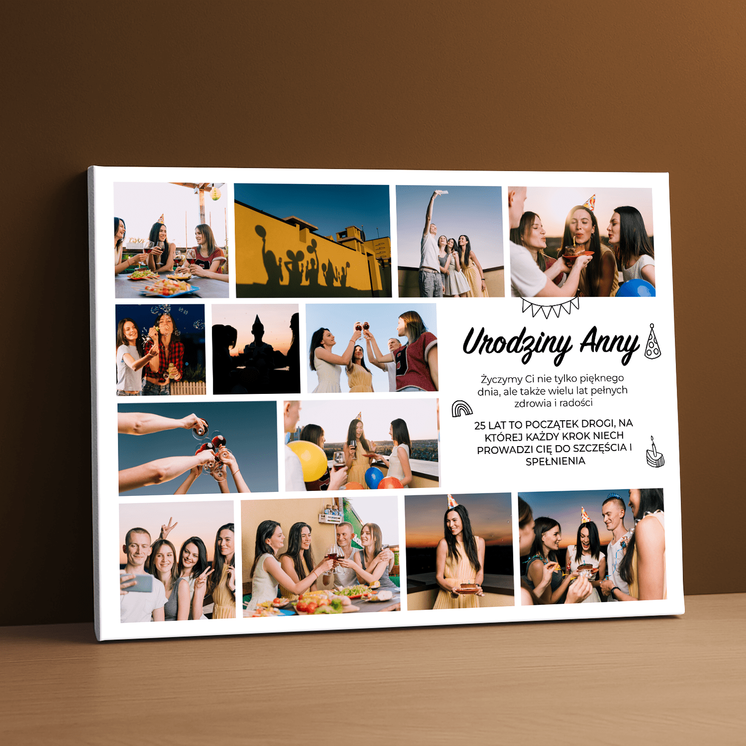 Na Twoje 25 urodziny - kolaż na płótnie dla przyjaciółki - StwórzPrezent.pl