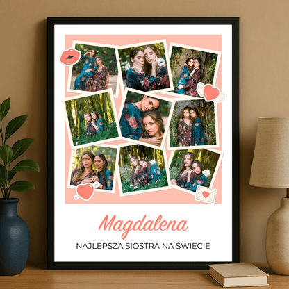 Najlepsza siostra kolaż - plakat personalizowany dla siostry - StwórzPrezent.pl