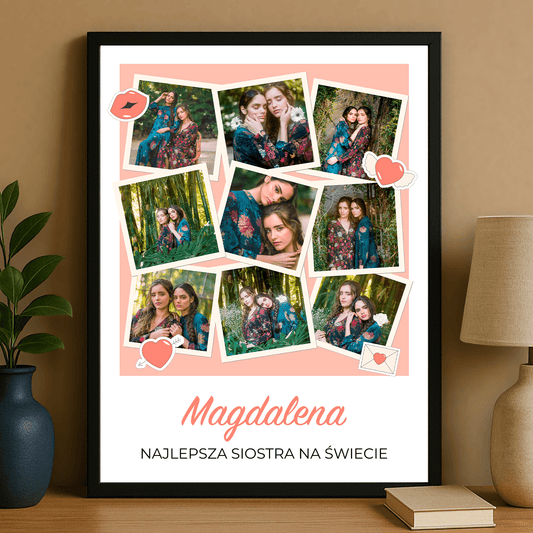 Najlepsza siostra kolaż - plakat personalizowany dla siostry - StwórzPrezent.pl