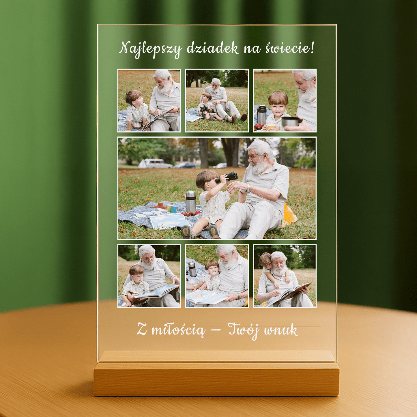 Najlepszy dziadek na tym świecie - personalizowany druk na szkle dla dziadka - stworzprezent.pl