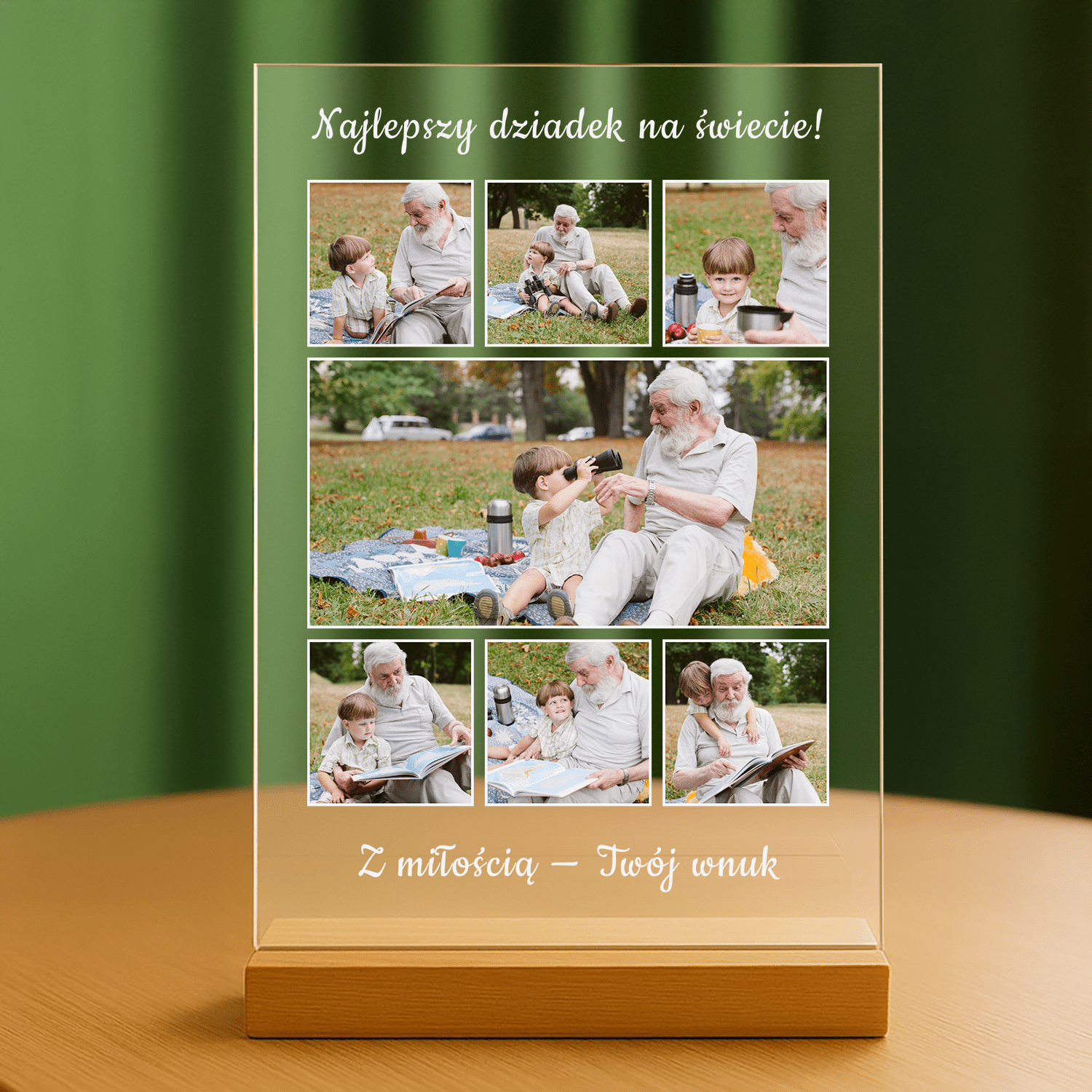 Najlepszy dziadek na tym świecie - personalizowany druk na szkle dla dziadka - stworzprezent.pl