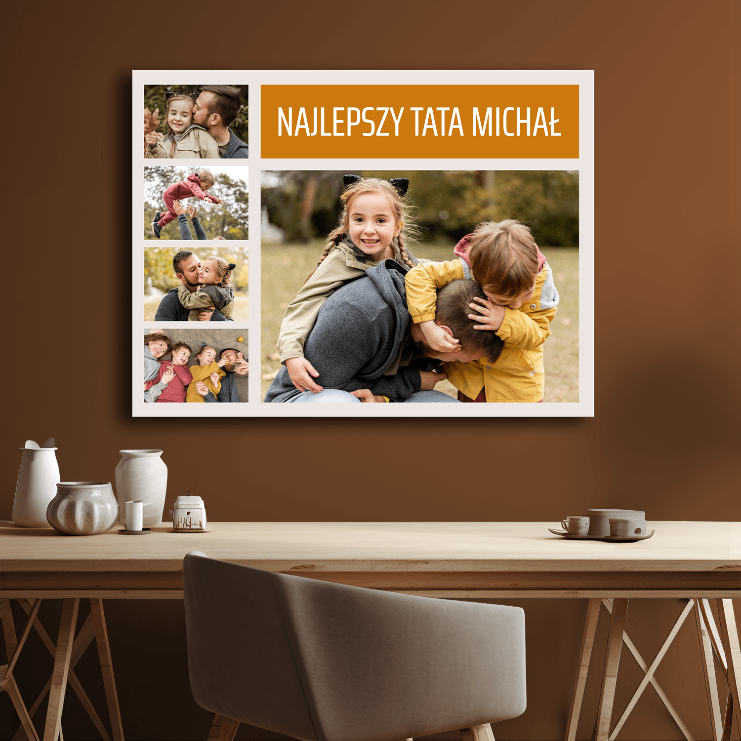 Najlepszy tata 5 zdjęć - kolaż na płótnie dla taty - StwórzPrezent.pl