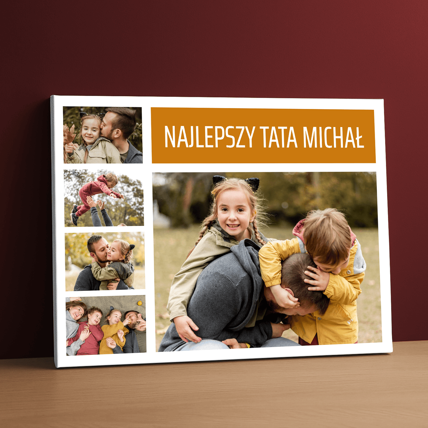 Najlepszy tata 5 zdjęć - kolaż na płótnie dla taty - StwórzPrezent.pl