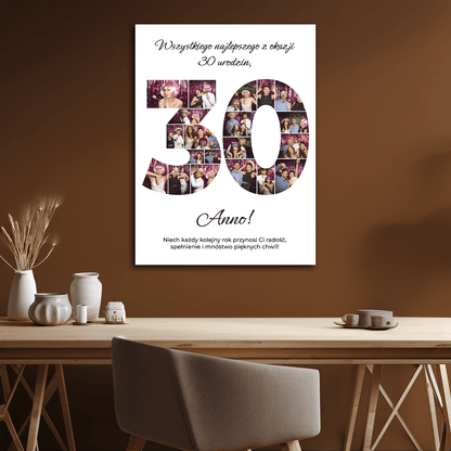 Najpiękniejsze życzenia na 30 urodziny - kolaż na płótnie dla przyjaciółki - StwórzPrezent.pl