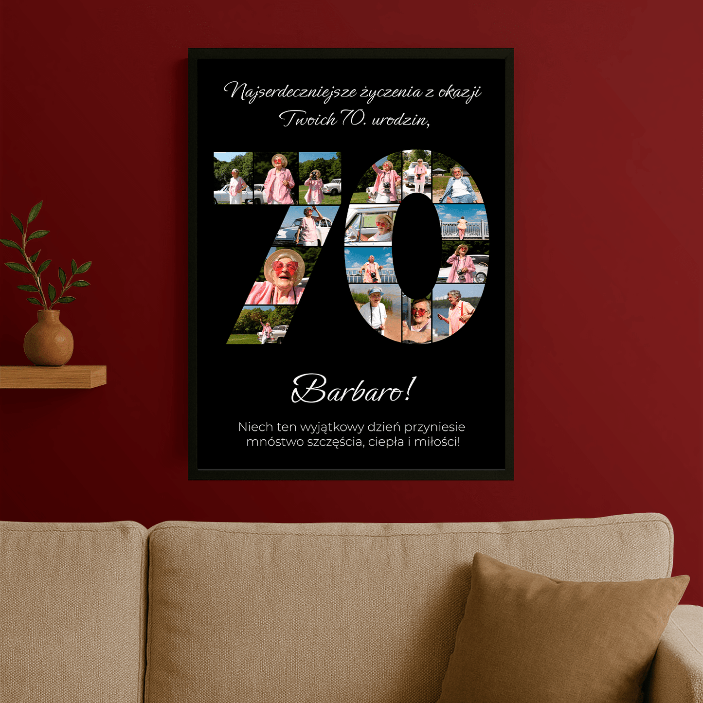 Najserdeczniejsze życzenia na 70. - plakat personalizowany dla babci - StwórzPrezent.pl