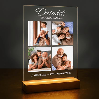Najukochańszy dziadek fotokolaż - personalizowany druk na szkle dla dziadka - stworzprezent.pl