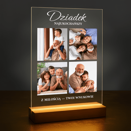 Najukochańszy dziadek fotokolaż - personalizowany druk na szkle dla dziadka - stworzprezent.pl