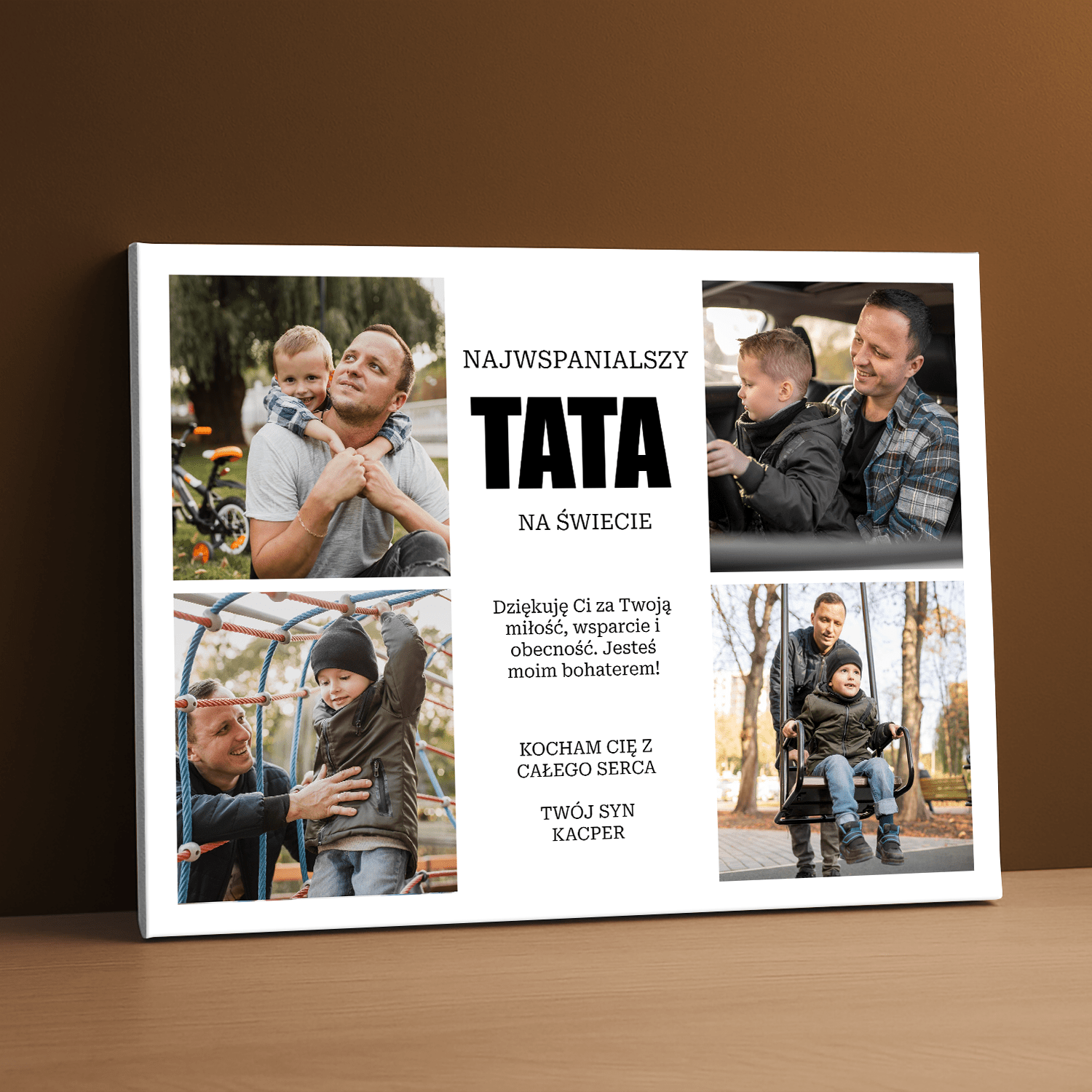 Najwspanialszy tata - kolaż na płótnie dla taty - StwórzPrezent.pl