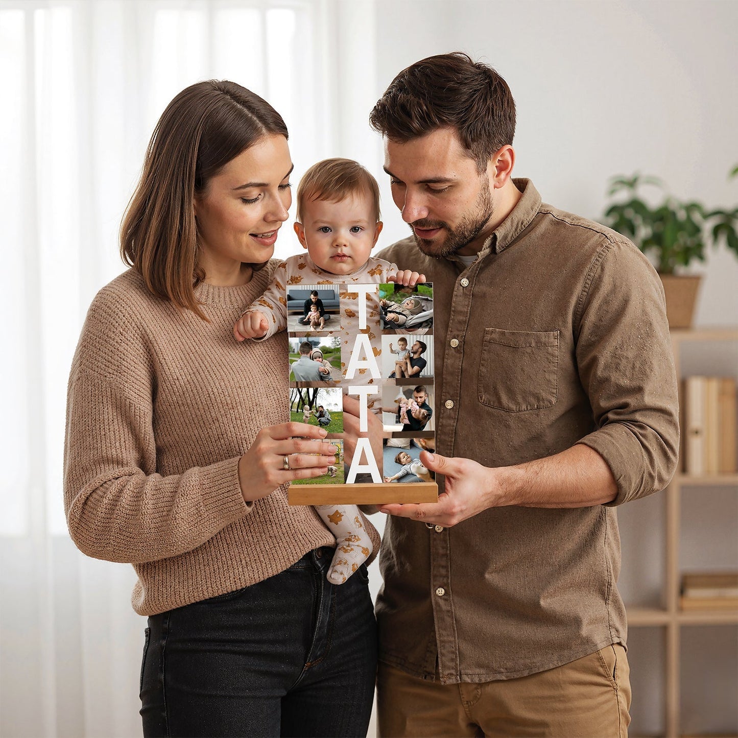 Napis Tata + zdjęcia - personalizowany druk na szkle - stworzprezent.pl