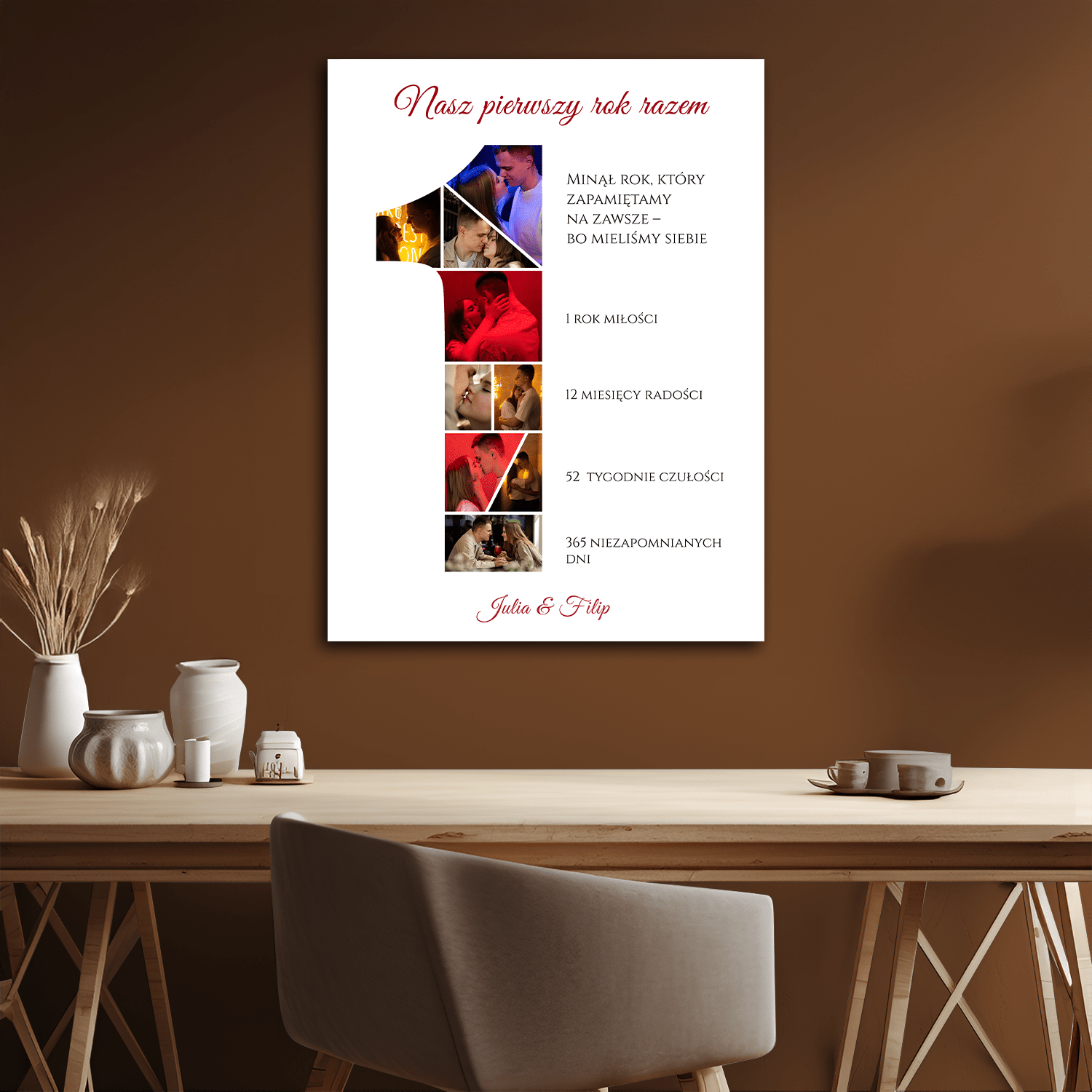 Nasz pierwszy rok razem - kolaż na płótnie dla pary - StwórzPrezent.pl