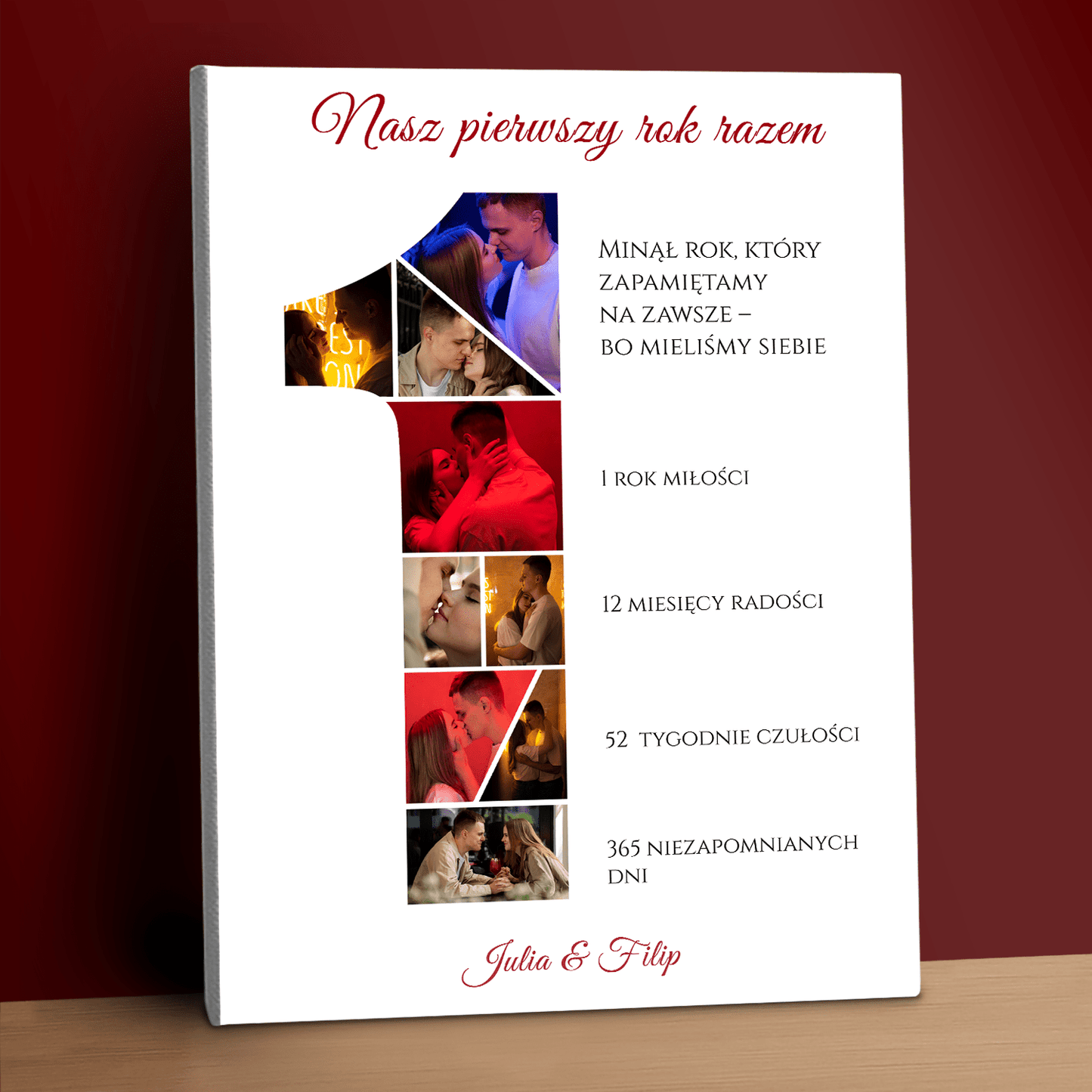 Nasz pierwszy rok razem - kolaż na płótnie dla pary - StwórzPrezent.pl