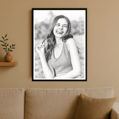 Ołówkowy szkic dziewczyny - portret na plakacie dla niej - StwórzPrezent.pl