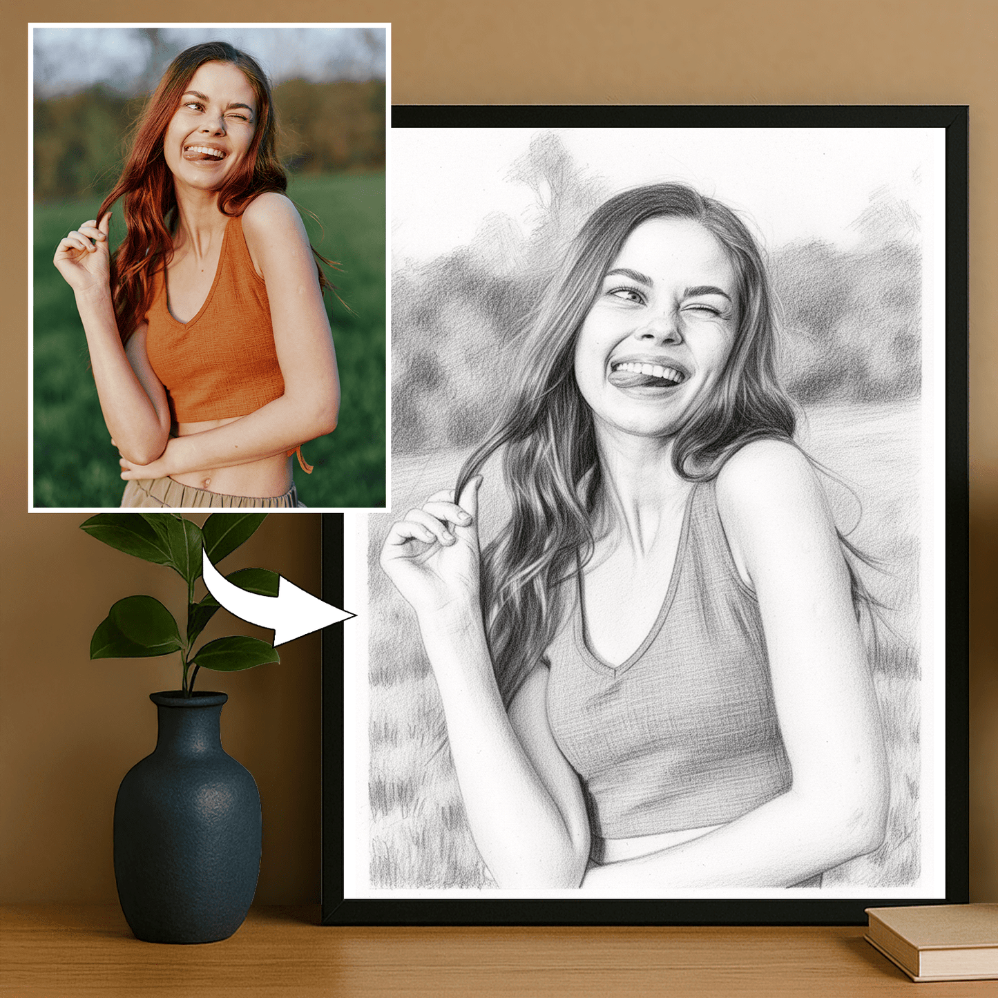 Ołówkowy szkic dziewczyny - portret na plakacie dla niej - StwórzPrezent.pl