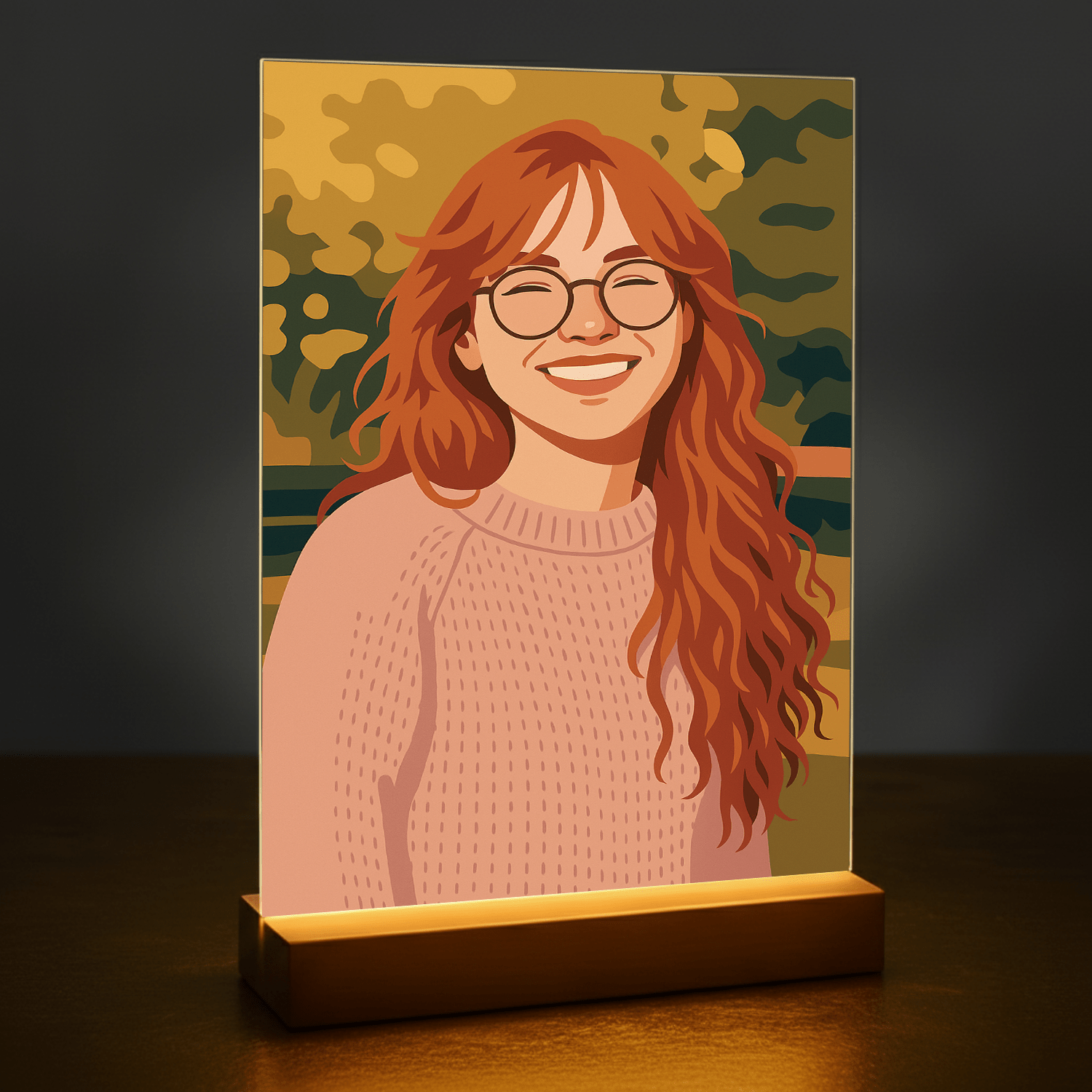 Ona w artystycznym stylu ilustracji - portret na szkle akrylowym dla dziewczyny - stworzprezent.pl
