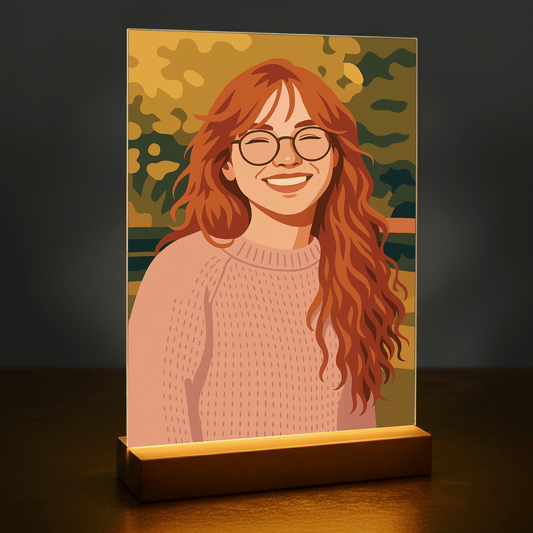 Ona w artystycznym stylu ilustracji - portret na szkle akrylowym dla dziewczyny - stworzprezent.pl