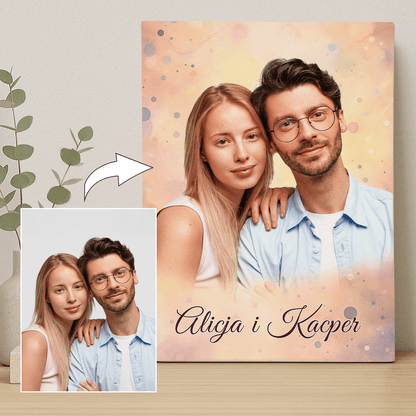 Para + imiona - portret na płótnie dla pary - StwórzPrezent.pl
