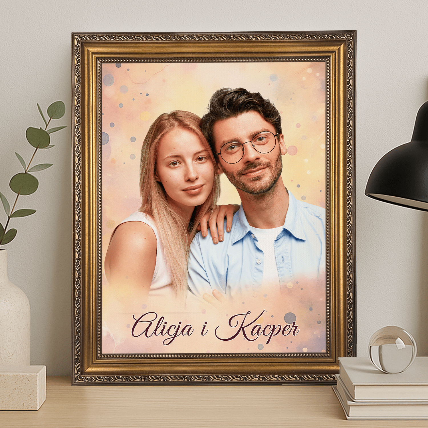 Para + imiona - portret na płótnie dla pary - StwórzPrezent.pl