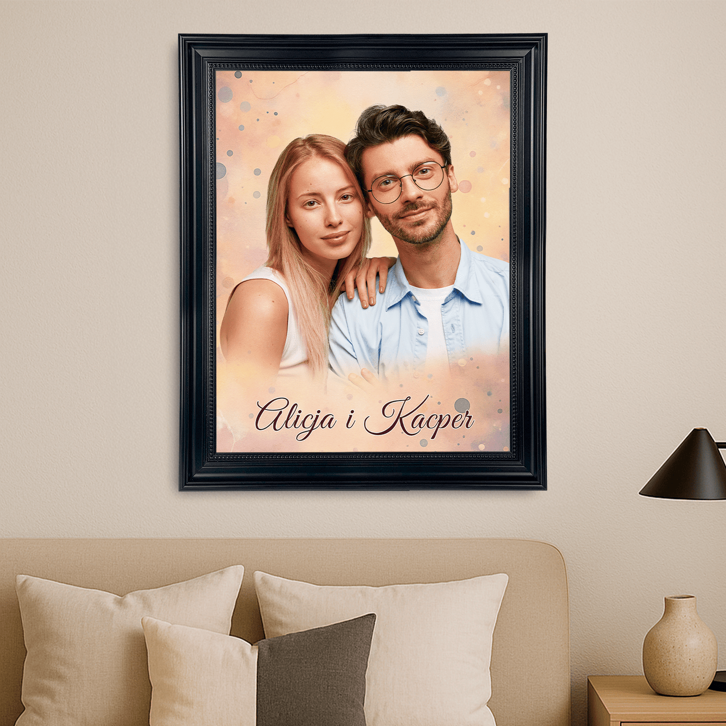 Para + imiona - portret na płótnie dla pary - StwórzPrezent.pl