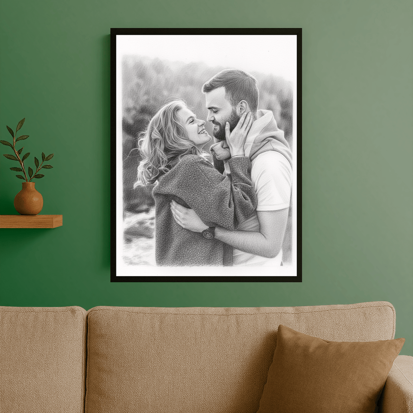 Para naszkicowana ołówkiem - portret na plakacie dla pary - StwórzPrezent.pl