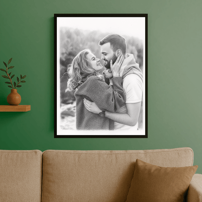 Para naszkicowana ołówkiem - portret na plakacie dla pary - StwórzPrezent.pl