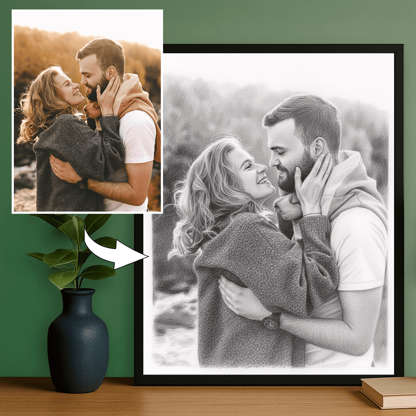 Para naszkicowana ołówkiem - portret na plakacie dla pary - StwórzPrezent.pl