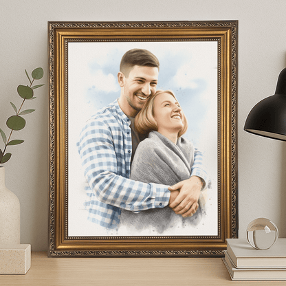 Para w akwarelowym stylu - portret na płótnie dla pary - StwórzPrezent.pl