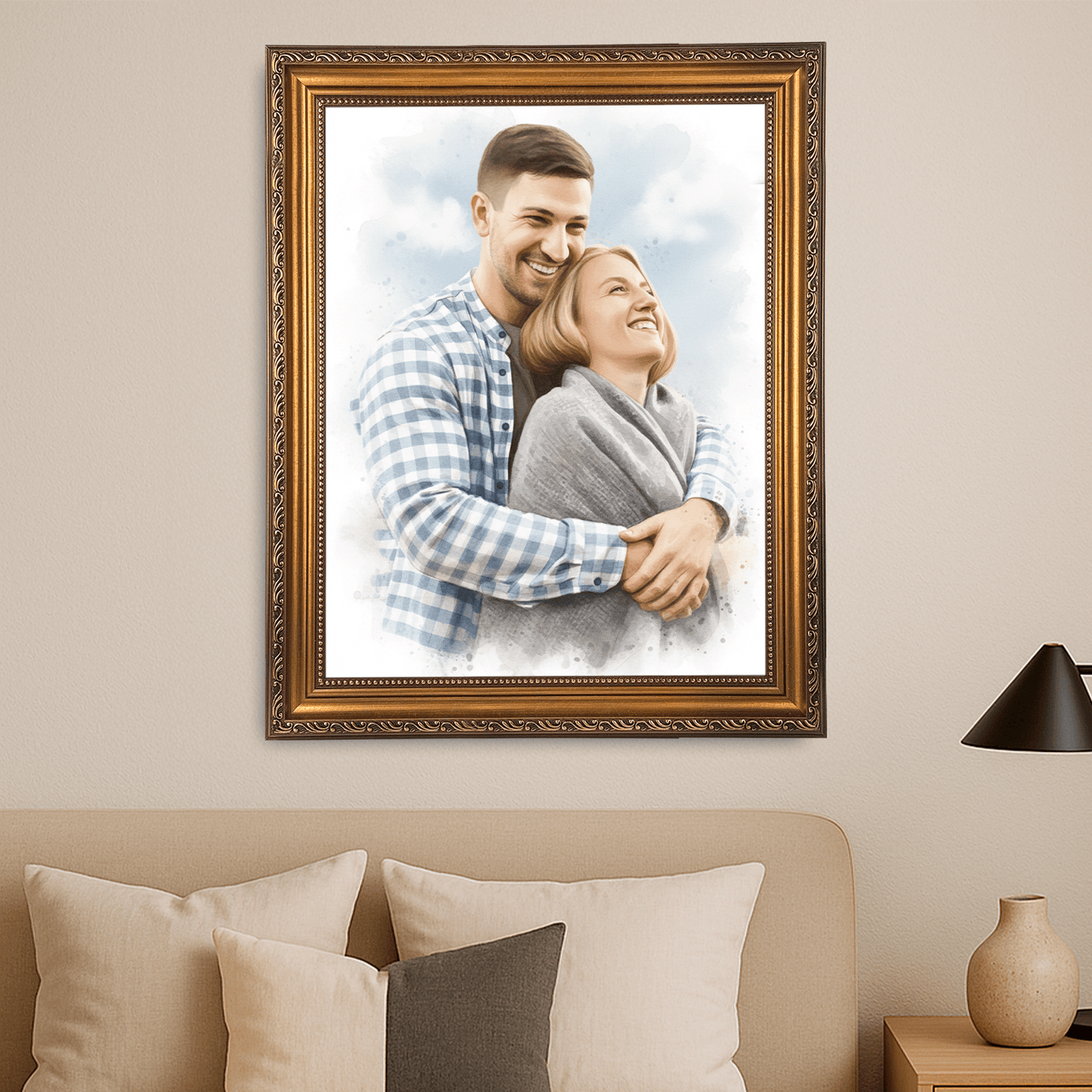 Para w akwarelowym stylu - portret na płótnie dla pary - StwórzPrezent.pl