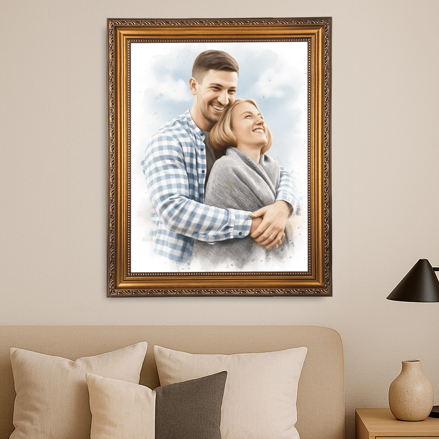 Para w akwarelowym stylu - portret na płótnie dla pary - StwórzPrezent.pl