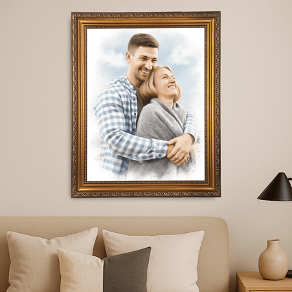 Para w akwarelowym stylu - portret na płótnie dla pary - StwórzPrezent.pl