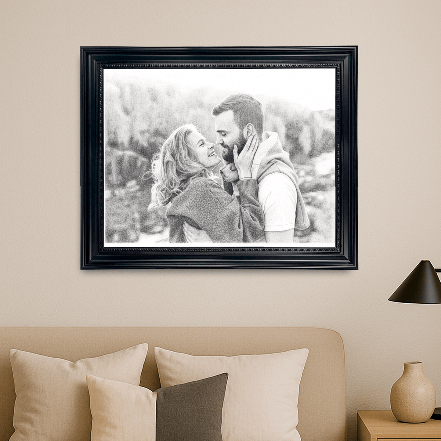Para w ołówkowym stylu - portret na płótnie dla pary - StwórzPrezent.pl