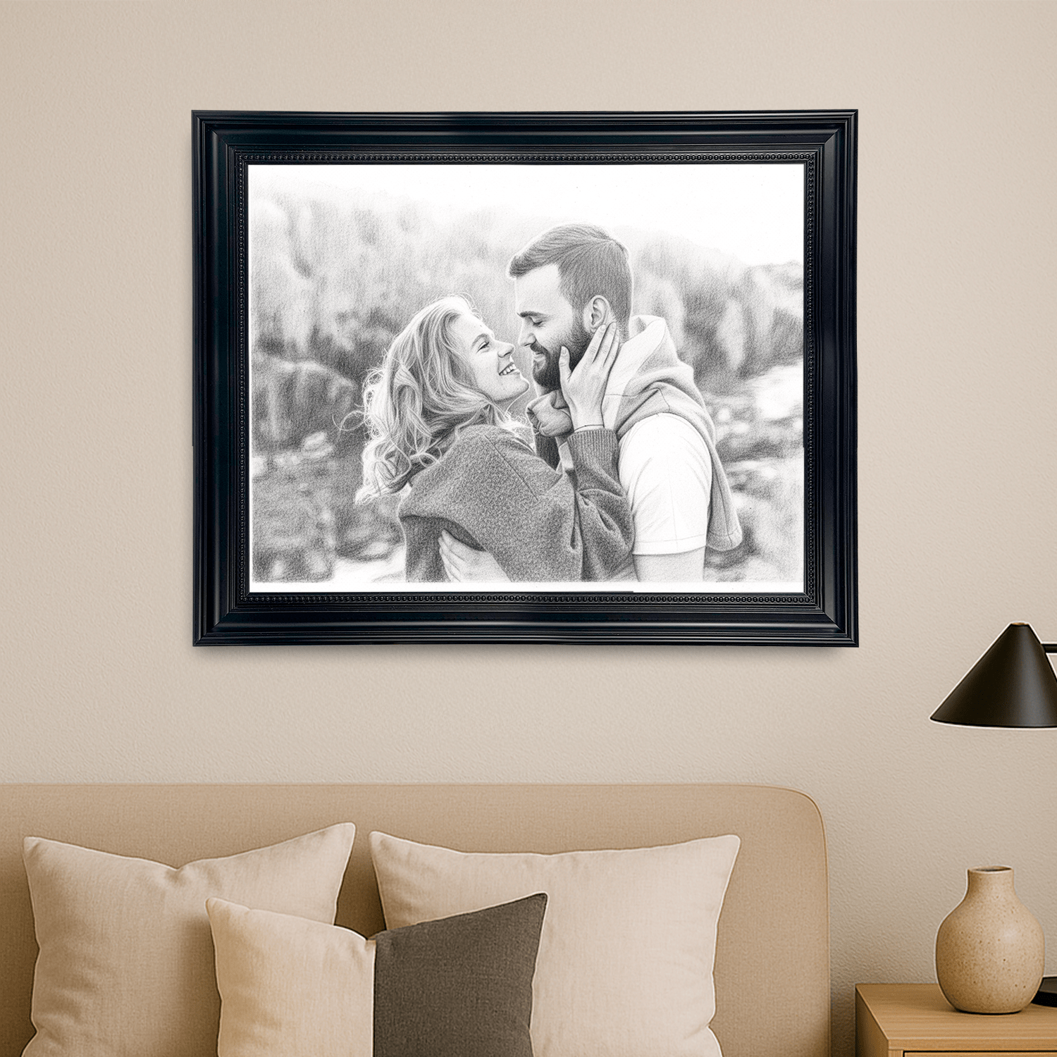 Para w ołówkowym stylu - portret na płótnie dla pary - StwórzPrezent.pl