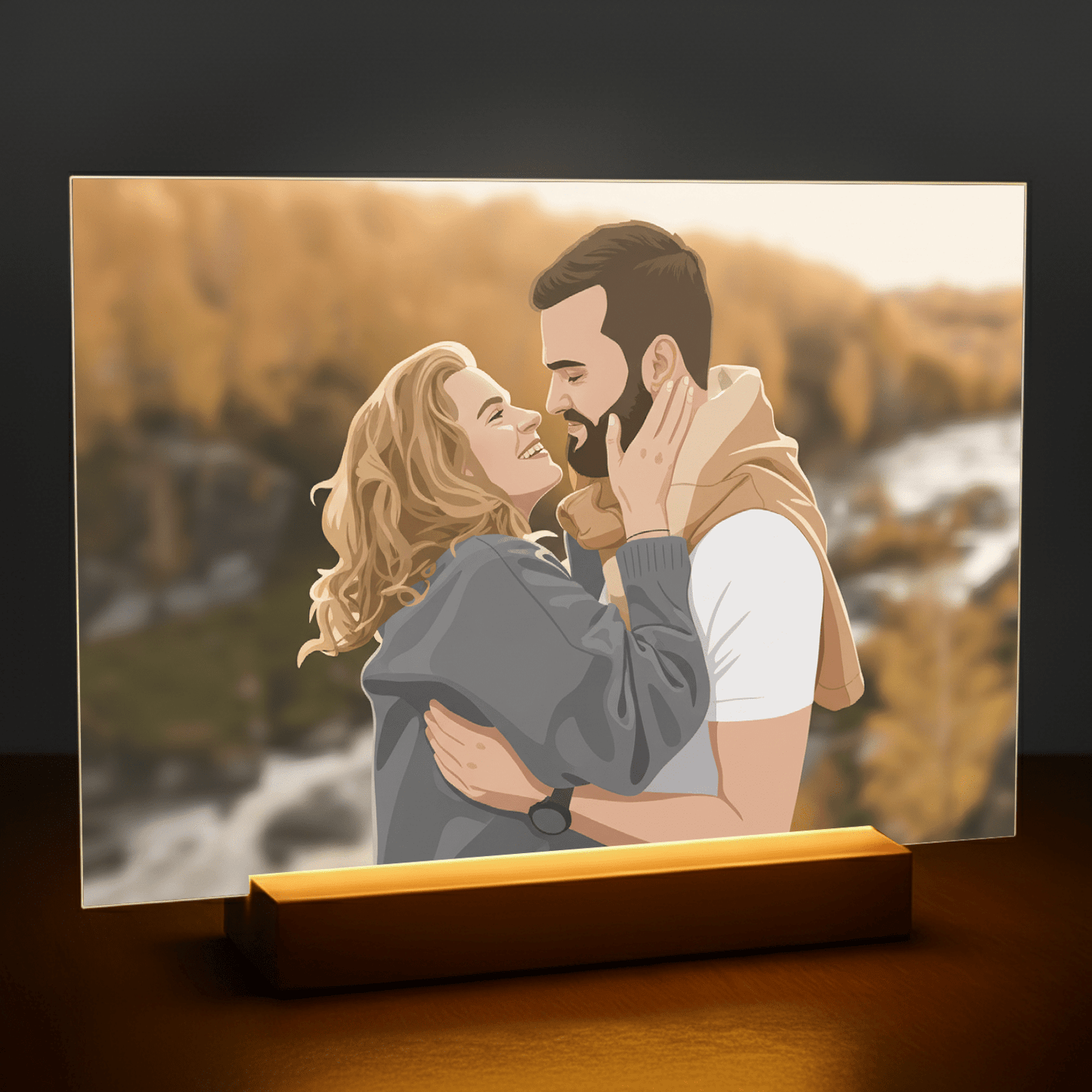 Para w stylu ilustracyjnym - portret na szkle akrylowym dla pary - stworzprezent.pl