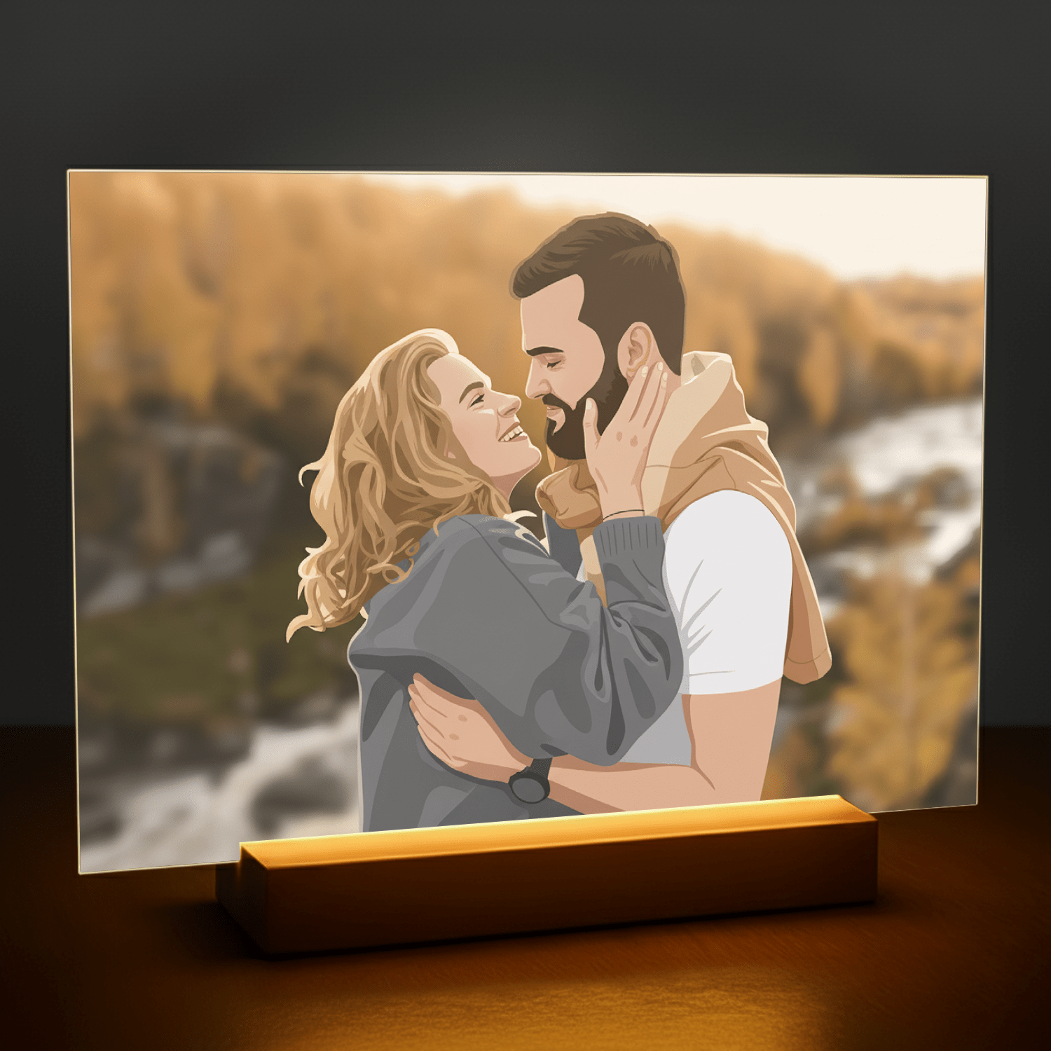 Para w stylu ilustracyjnym - portret na szkle akrylowym dla pary - stworzprezent.pl
