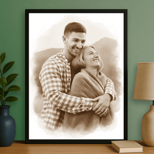 Para w stylu sepii - portret na plakacie dla pary - StwórzPrezent.pl