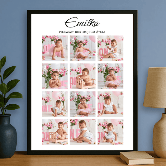 Pierwszy rok życia - plakat personalizowany dla dziecka - StwórzPrezent.pl