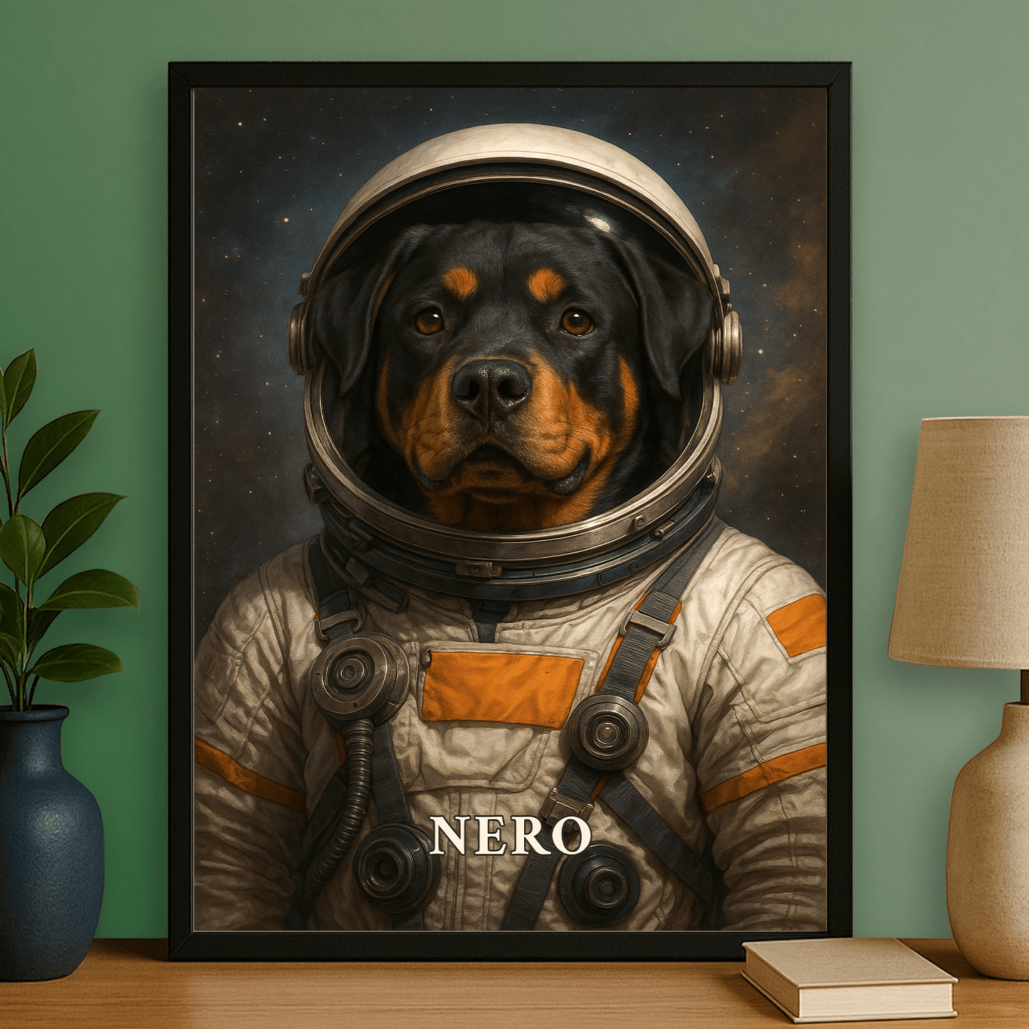 Pies jak kosmonauta - portret na plakacie dla miłośnika psów - StwórzPrezent.pl