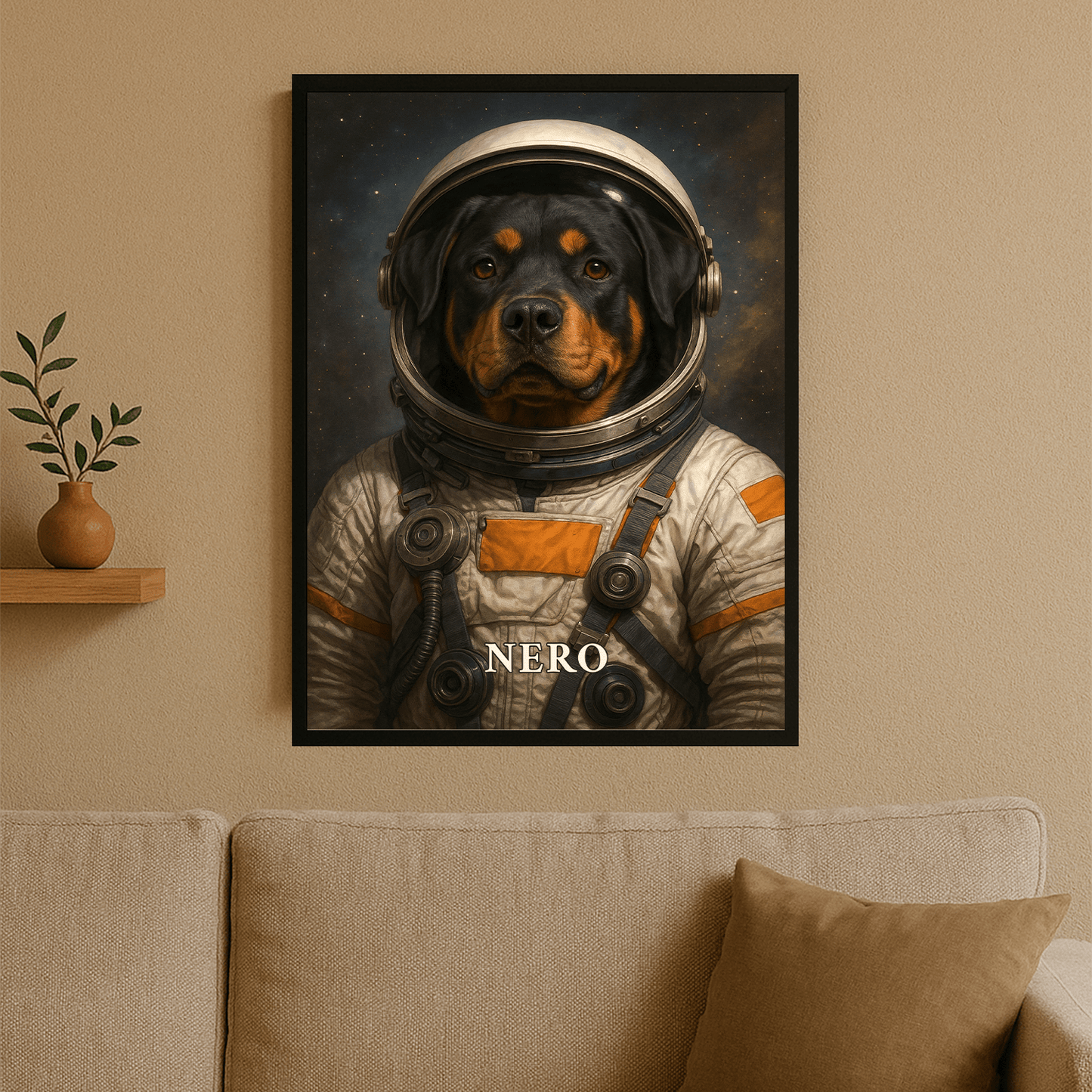 Pies jak kosmonauta - portret na plakacie dla miłośnika psów - StwórzPrezent.pl