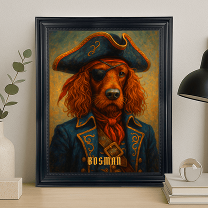 Pies jako kapitan statku piratów - portret na płótnie dla miłośnika psów - StwórzPrezent.pl