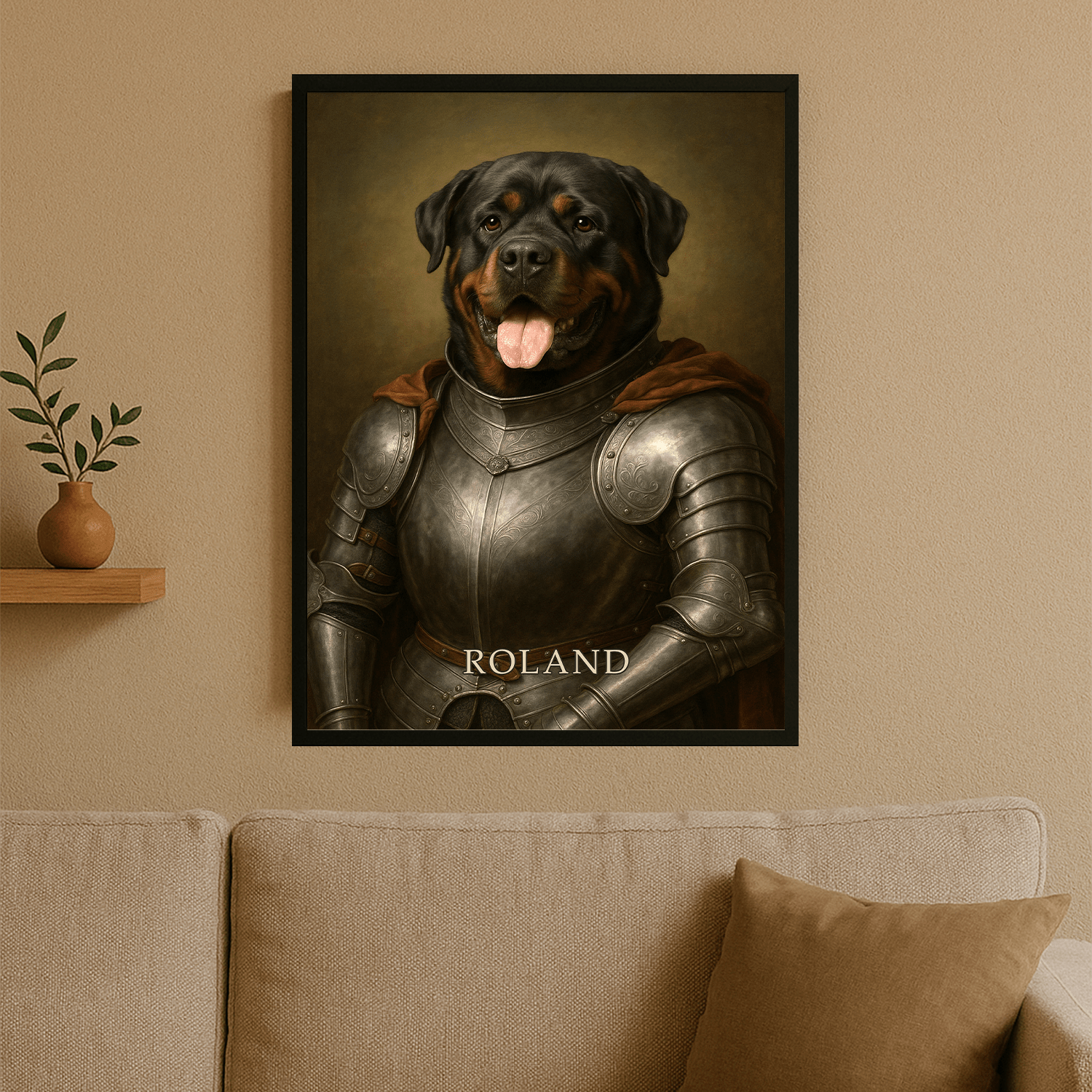 Pies jako średniowieczny rycerz - portret na plakacie dla miłośnika psów - StwórzPrezent.pl