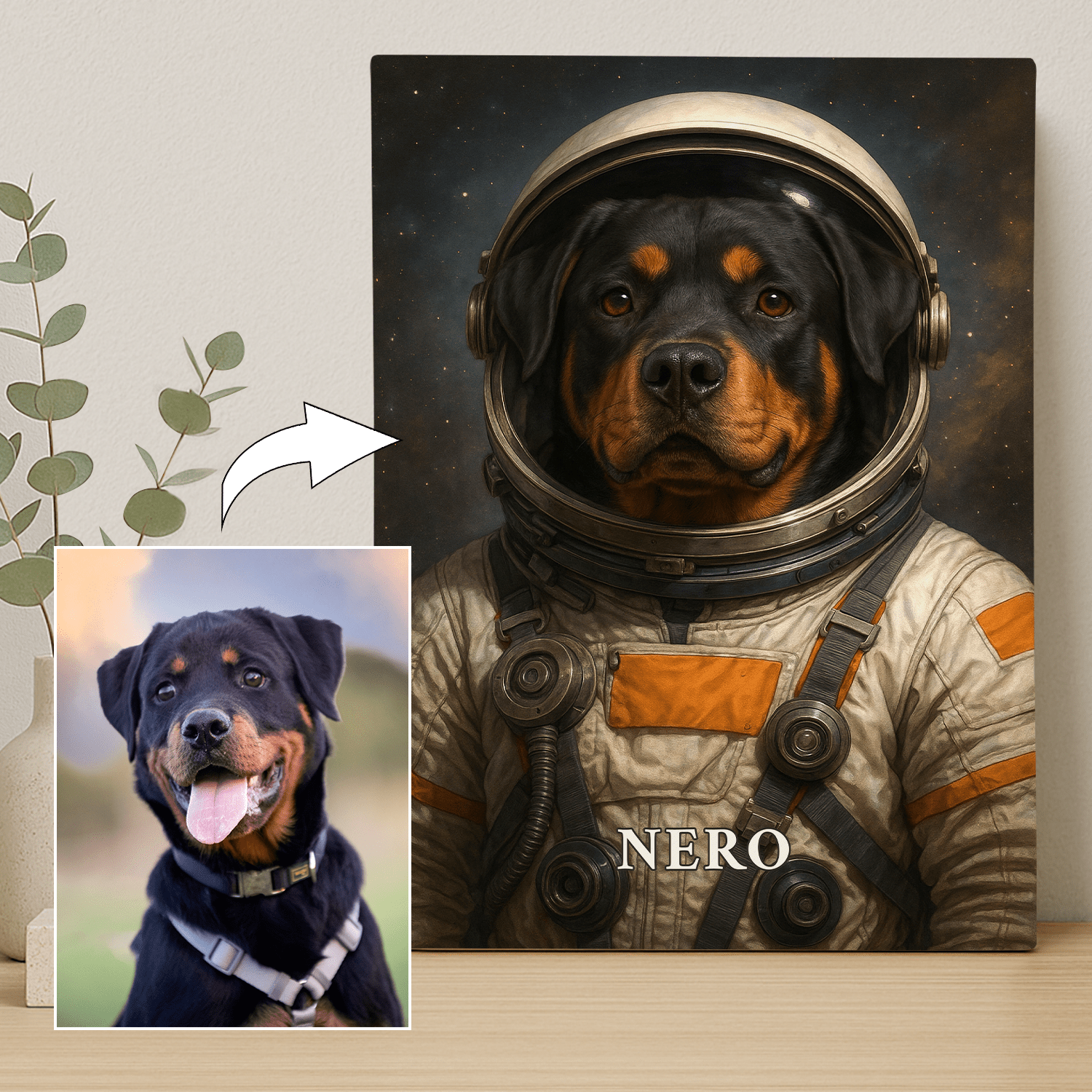 Pies w kosmosie - portret na płótnie dla miłośnika psów - StwórzPrezent.pl